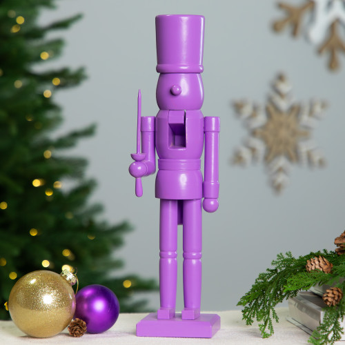 Nutcracker Soldier with Sword Christmas Figure - 15" - Purple - IMAGE 1