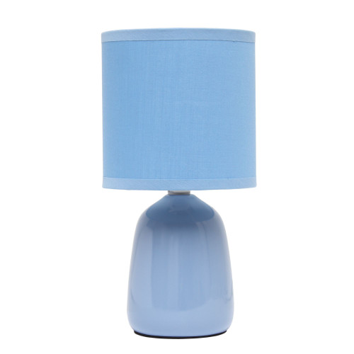 Tall Ceramic Thimble Bedside Table Desk Lamp with Drum Shade - 10" - Sky Blue - IMAGE 1