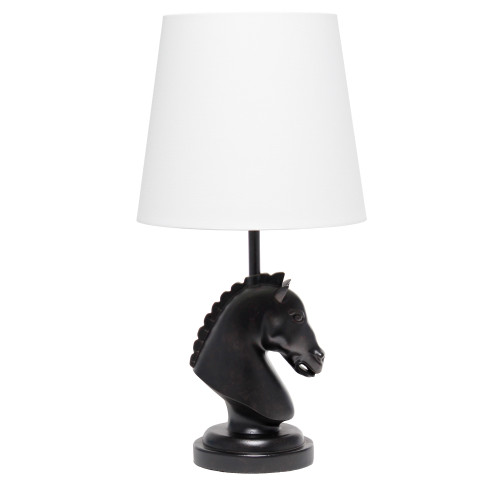 Chess Horse Table Desk Lamp with Tapered Shade - 17.25" - Black and White - IMAGE 1