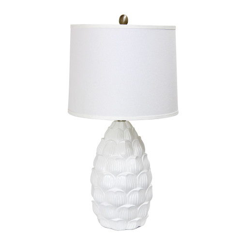 Tall Coastal Seashell Table Lamp with Tapered Shade - 28" - White - IMAGE 1