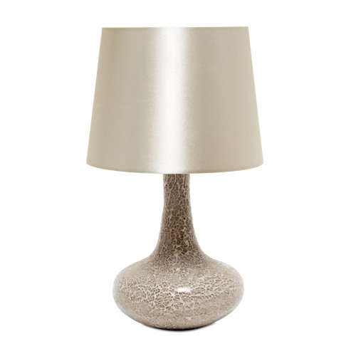 Patchwork Crystal Glass Table Lamp with Drum Shade - 14" - Champagne Gold - IMAGE 1
