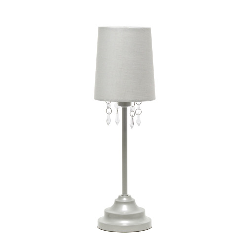 Crystal Droplet Table Lamp with Tapered Shade - 17.25" - Gray - IMAGE 1