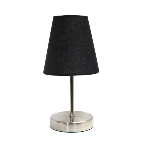 Stick Table Desk Lamp with Black Tapered Shade - 10.5" - Sand Nickel - IMAGE 1