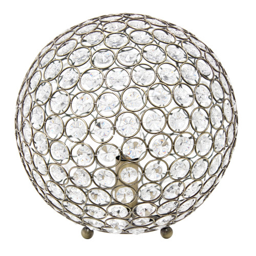 Medium Ellipse Crystal Sphere Orb Bedside Table Lamp - 10" - Antique Brass - IMAGE 1