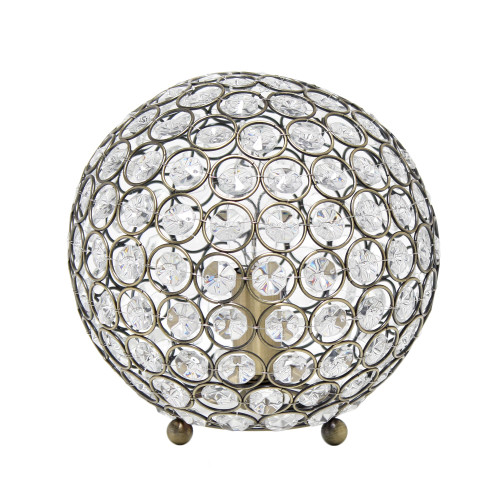 Medium Ellipse Crystal Sphere Orb Bedside Table Lamp - 8" - Antique Brass - IMAGE 1
