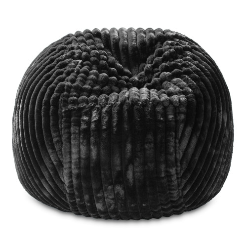 Large Ribbed Faux Fur Bean Bag Chair - 60" - Black - IMAGE 1