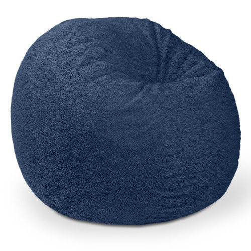 Large Plush Round Faux Fur Bean Bag Chair - 4' - Blue - IMAGE 1