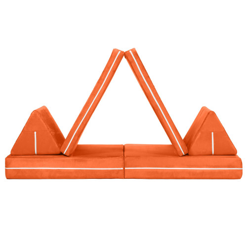 6-Piece Creative Kids Zipline Playscape Furniture Playset - 66" - Mandarin Orange - IMAGE 1