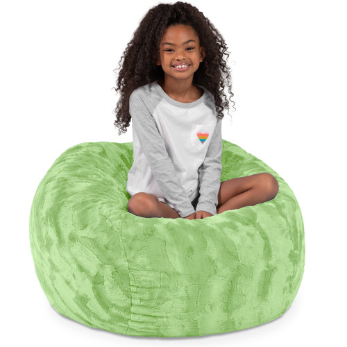 Faux Fur Kids Bean Bag Chair - 3' - Lime Green - IMAGE 1