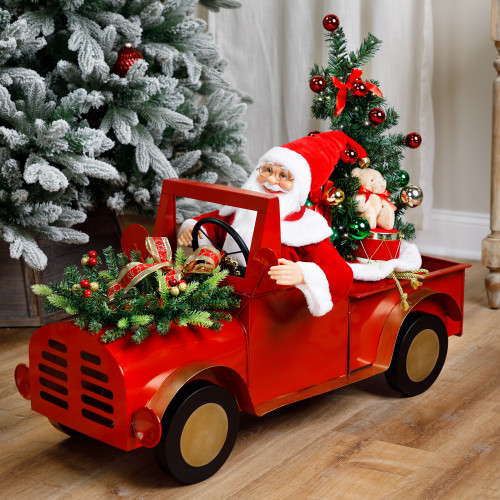 Animated and Musical Santa Driving Vintage Truck Christmas Decoration - 36.5" - IMAGE 1