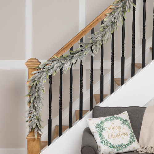 Real Touch™ Frosted Pine Artificial Christmas Garland - 6' x 7" - Unlit - IMAGE 1