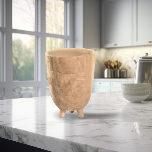 Footed Pot Standing Planter - 12" - Beige - Large - IMAGE 1