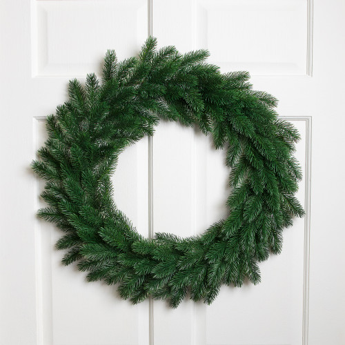 Real Touch ™ Evergreen Pine Artificial Christmas Wreath - 24" - Unlit - IMAGE 1