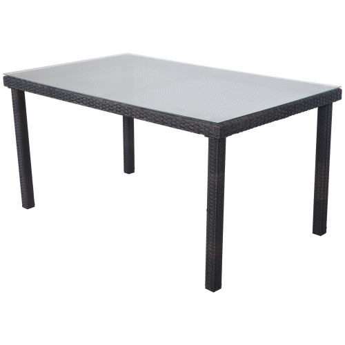 Nassau Brown Woven Resin Wicker Outdoor Patio Dining Table - 59" - IMAGE 1