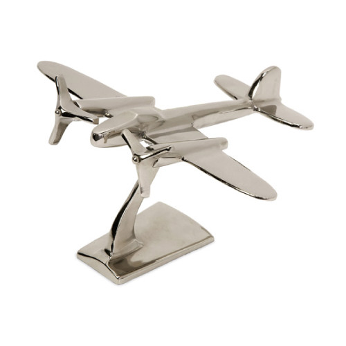 9" Distinctive Silver Finish Turboprop Airplane Airplane Statue - IMAGE 1