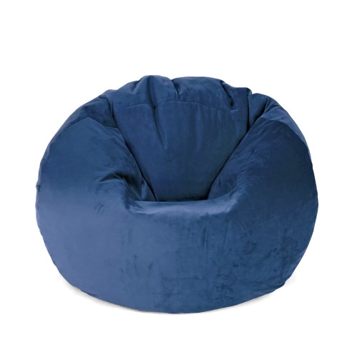Large Round Leaf Velvet Bean Bag Cover - 39.25" x 39.25" - Denim Blue - IMAGE 1
