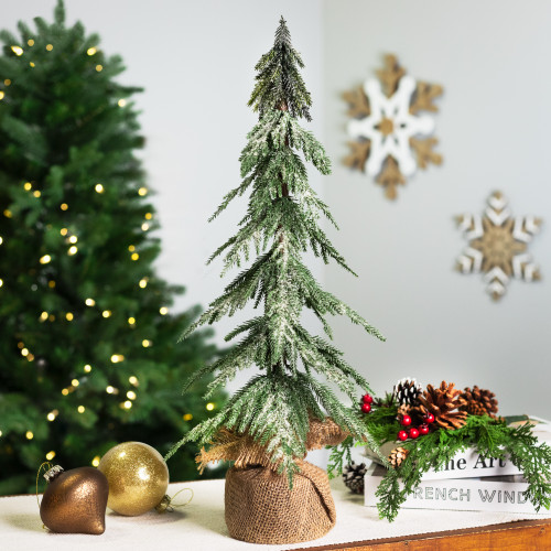Real Touch™ Mini Icy Pine Christmas Tree in Burlap Base - 24" - Unlit - IMAGE 1