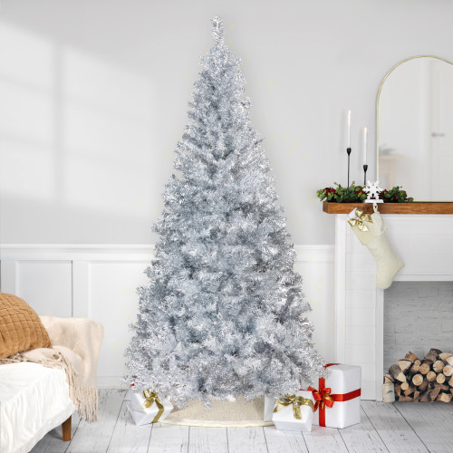 Artificial Tinsel Christmas Tree - 9' - Silver - Unlit - IMAGE 1