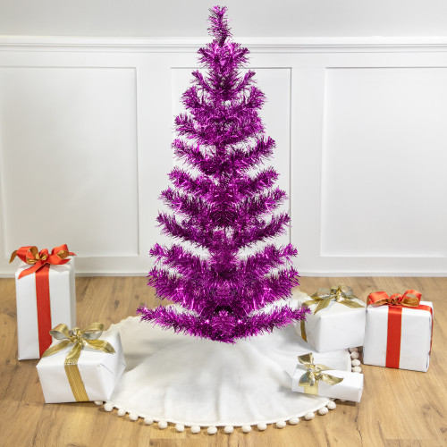 Artificial Tinsel Christmas Tree - 3' - Purple - Unlit - IMAGE 1