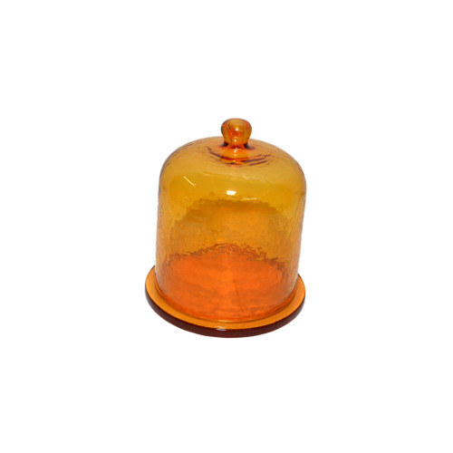 Round Cake Display Serving Board with Recycled Glass Dome Lid - 6.75" - Yellow - IMAGE 1