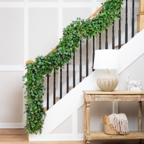 Silver Dollar and Seeded Eucalyptus Artificial Christmas Garland - 10' x 15" - Unlit - IMAGE 1