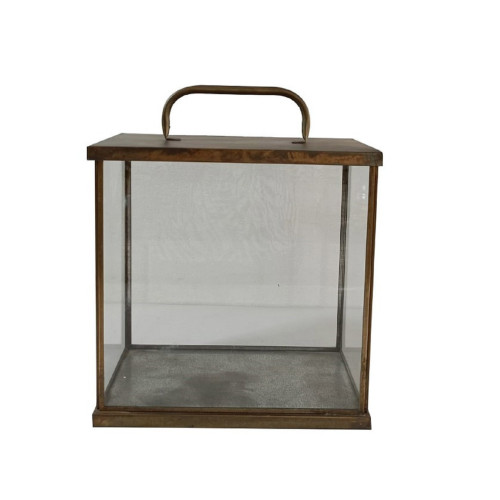 Antique-Style Aged Iron Lantern - 13.25" - Brown - IMAGE 1