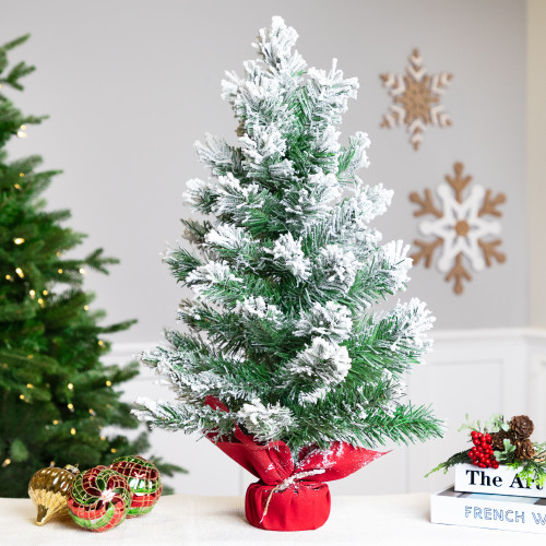 Full Flocked Angel Pine Artificial Mini Christmas Tree - 24" - Unlit - IMAGE 1