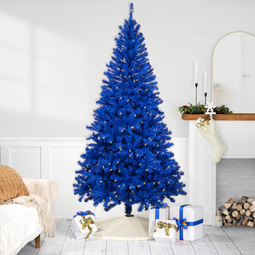Pre-Lit Medium Pine Artificial Christmas Tree - 6' - Royal Blue - Clear Lights - IMAGE 1