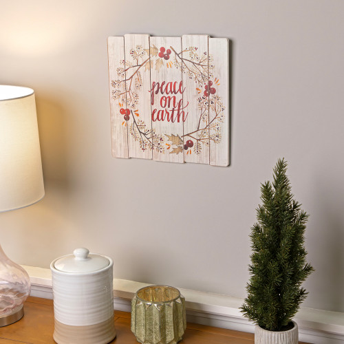 Peace on Earth Christmas Wall Sign - 12" - IMAGE 1