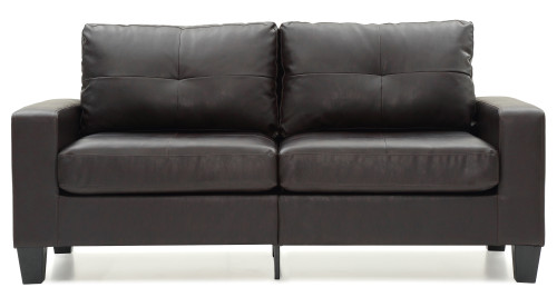 Square Arm Faux Leather Tufted Straight Sofa - 71" - Dark Brown - IMAGE 1