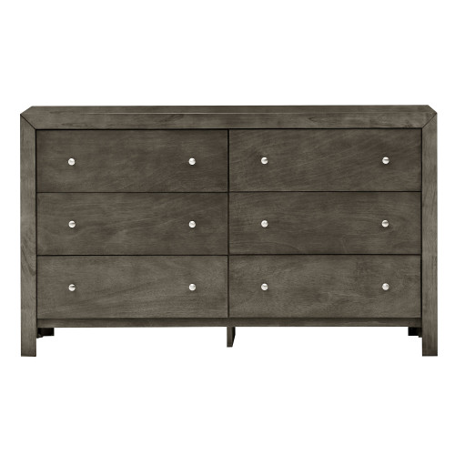 6-Drawer Wooden Bedroom Double Dresser - 58" - Gray - IMAGE 1