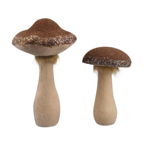 Glittered Mushroom Christmas Tabletop Decorations - 13.5" - Set of 2 - IMAGE 1