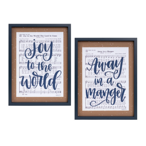 Christmas Carol Sentiment Rectangular Framed Wall Signs - 16" - Set of 2 - IMAGE 1