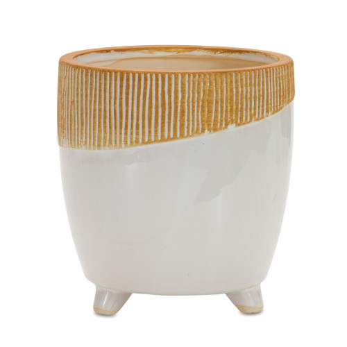 Dual Tone Ceramic Decorative Planter - 7.75" - IMAGE 1