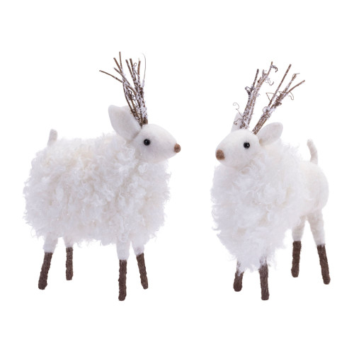 Fluffy Winter Deer Christmas Shelf Sitter Figurines - 9" - Set of 6 - IMAGE 1