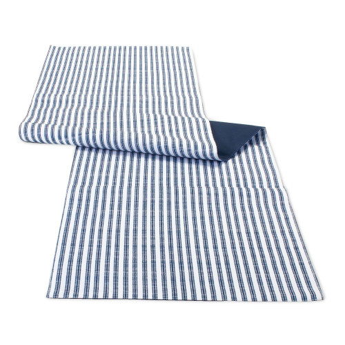 Striped Dining Table Runner - 70" - Blue and White - IMAGE 1