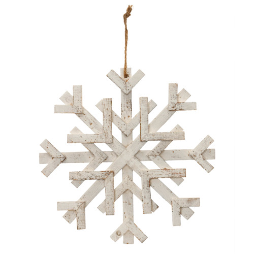 Fir Wood Snowflake Christmas Wall Hangings - 16" - Set of 2 - IMAGE 1