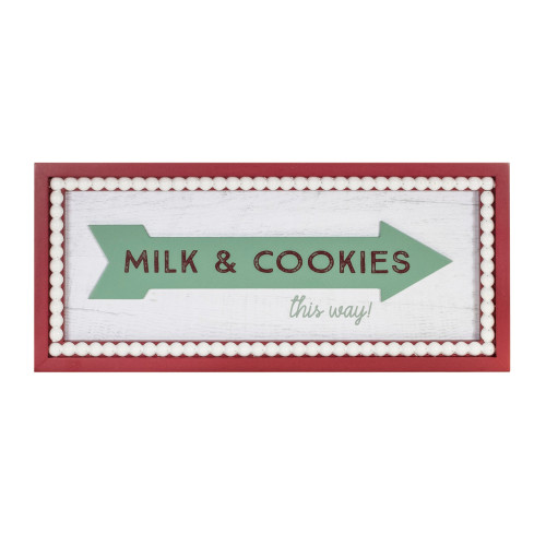 Milk and Cookies Rectangular Framed Christmas Wall Sign - 19.5" - IMAGE 1