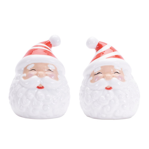 Christmas Santa Salt and Pepper Shakers - 3.5" - White and Red - Set of 2 - IMAGE 1