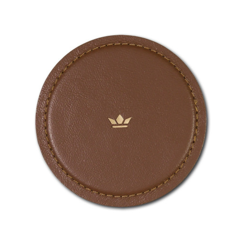 Leather Round Coasters - 4" - Classic Brown - Set of 4 - IMAGE 1