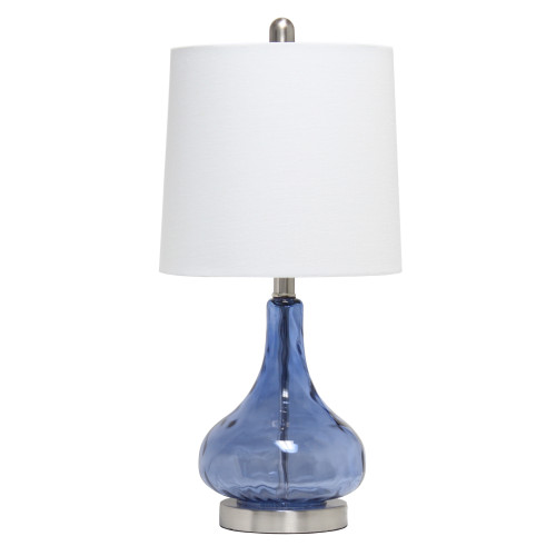 Rippled Glass Table Desk Lamp with White Tapered Shade - 23.25" - Blue - IMAGE 1