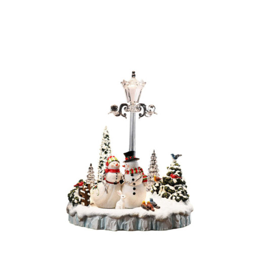 LED Lighted Street Lamp with Snowman Christmas Tabletop Decorations - 12.25" - Set of 2 - IMAGE 1