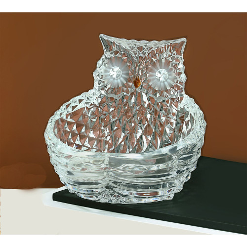 Diamond Cut Owl Christmas Candy Bowl - 5" - IMAGE 1