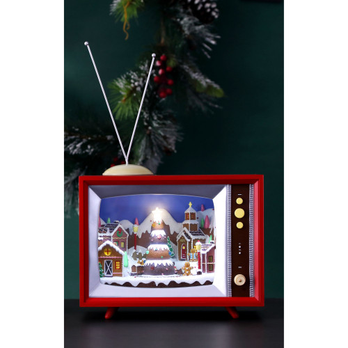 LED Lighted Musical Retro TV Christmas Decorations - 15.5" - Set of 2 - IMAGE 1