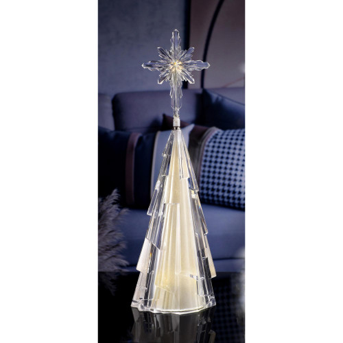 LED Lighted Christmas Tree with Revolving Star Decoration - 17" - Clear and Gold - Set of 2 - IMAGE 1