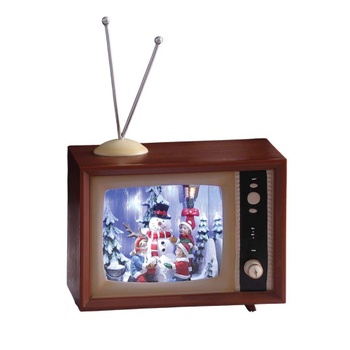 LED Lighted Animated and Musical Cascading Snow Screen with Snowman TV Christmas Decoration - IMAGE 1
