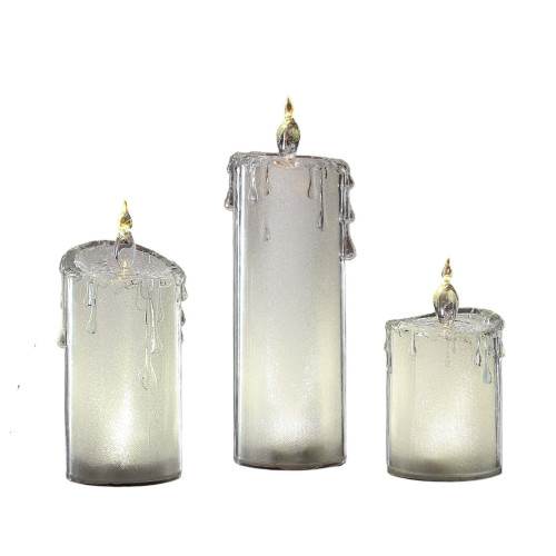 LED Lighted Glitter Frosted Candles - 9.5" - Set of 6 - IMAGE 1