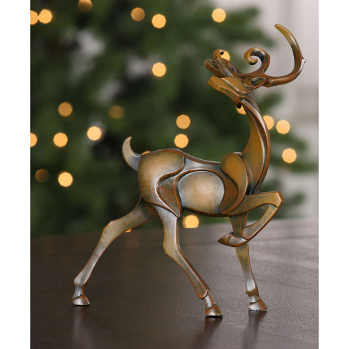 Medium Deer Christmas Figurine Decoration - 9" - Bronze - IMAGE 1
