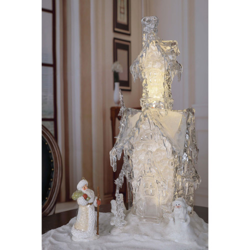 Pack of 2 Clear and Gold Glitter Contemporary LED Lighted Snow House Tabletop Decor 11.5" - IMAGE 1