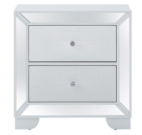 2-Drawer Square Mirrored Nightstand - 28" - White - IMAGE 1